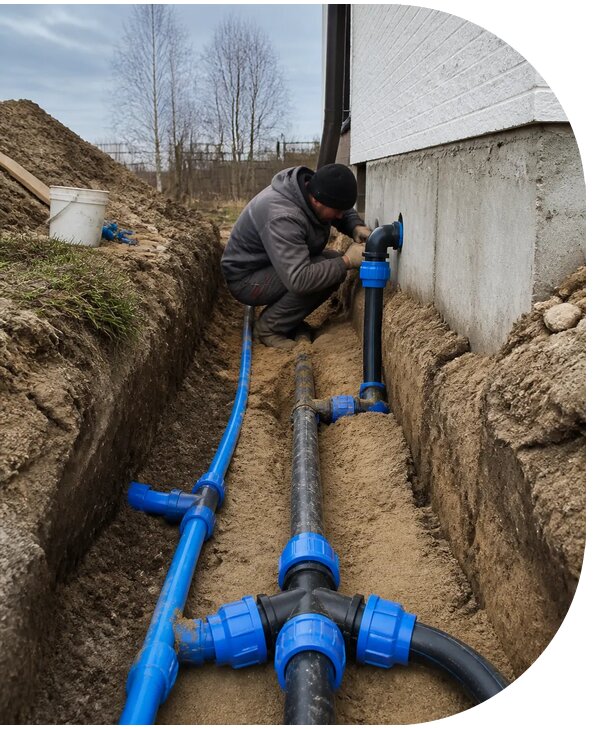 Монтаж наружного водопровода на участке под ключ в Кызыле